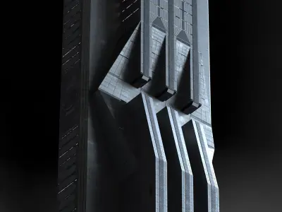 Brutalist Scifi Building  03 3D model