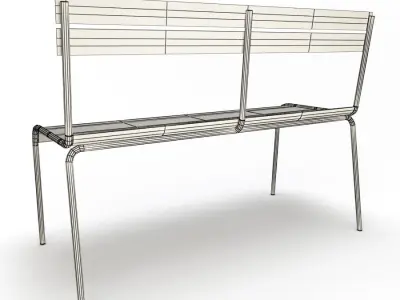 Luxembourg Metallic Benches and Table Fermob 3D model