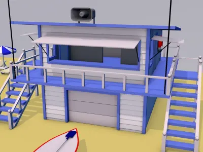 Yancher city - low poly beach Low-poly 3D model