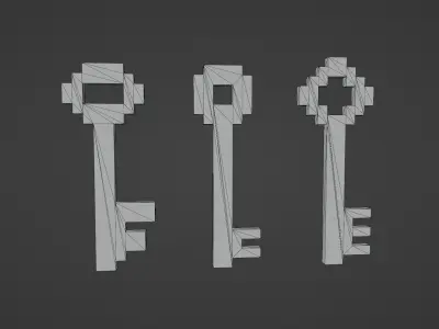  Voxel White Keys Low-poly 3D model