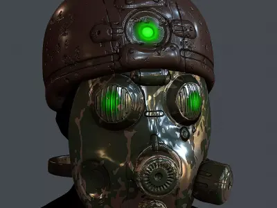 Gas mask helmet 3d model scifi Low-poly Low-poly  Low-poly 3D model