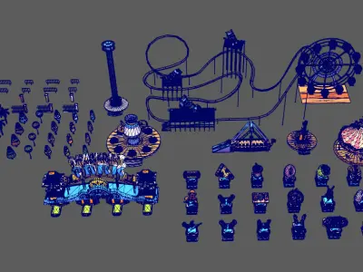 amusement park Low-poly 3D model 6