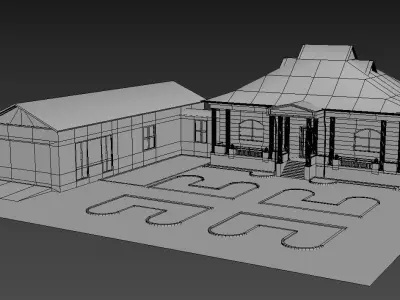 House Low poly model Low-poly 3D model