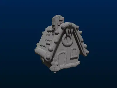 Cartoon Style GingerBread House Low-poly 3D model