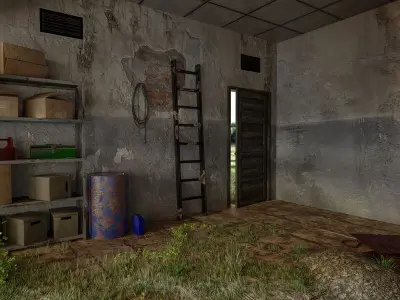 Abandoned House Garage 3D model