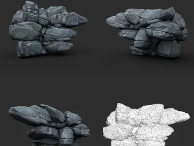 Low poly Boulder Rock 230418 Low-poly 3D model