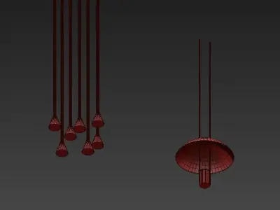 Pendant set of brass lights 3D model