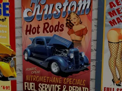 VINTAGE SIGNS PACK - SERVICE PARTS AND GARAGE Low-poly 3D model
