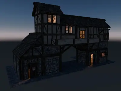 Medieval City House 04 Low-poly 3D model