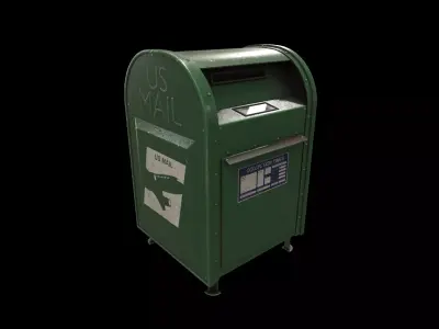 Realistic US Post Box Low-poly 3D model