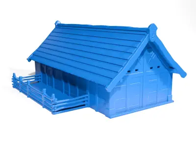 Medieval timber longhouse 3D print model