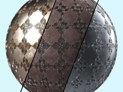 Metal Materials 26- Ornament Metal panels Pbr 4k Seamless Texture