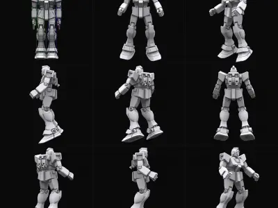 Gundam mobile suit Earth federation collection 3D model