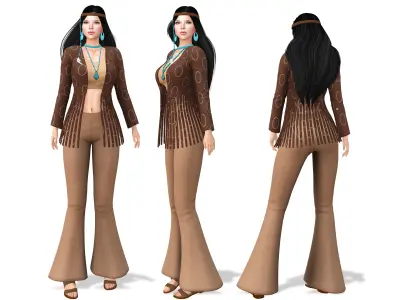 1970s Retro Full Outfit Top Outwear Low-poly 3D model