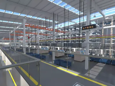 Factory production line 3D model