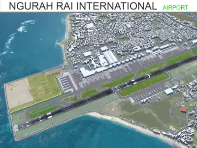 Ngurah Rai International Airport 10km Low-poly 3D model