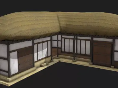 Korean Traditional House  Thatched House 01 Low-poly 3D model