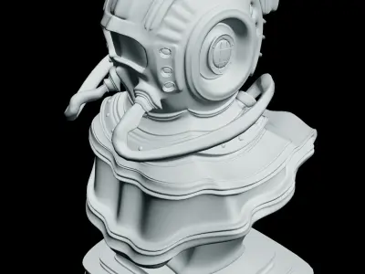 Helmet Bust  Steampunk 3D model Low-poly 3D model