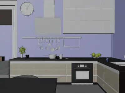 Modern Kitchen Interior Scene 3D model