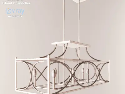 Eight Light Island Chandelier 3D model