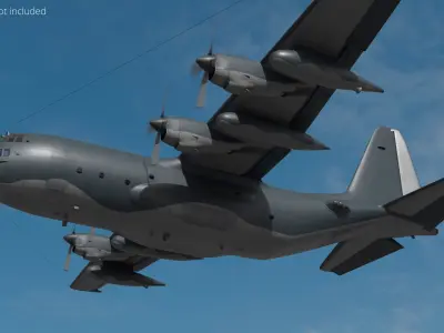  Tactical Airlift Cargo Aircraft Gray Rigged for Cinema 4D 