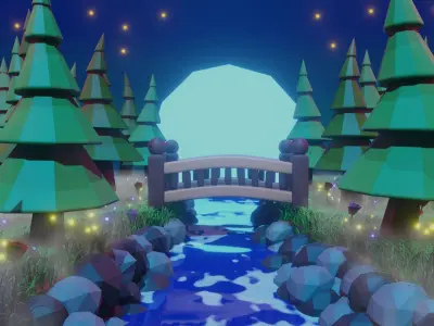 Fantasy Forest Moonlight 3D model