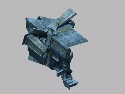 Game Dungeon - damaged pillars 02 3D model