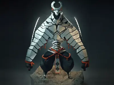 Sci-fi Samurai  low-poly  Low-poly 3D model