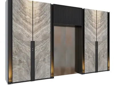 Elevator with marble doors 3D model