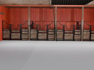 barn with silo and house stall 3D model