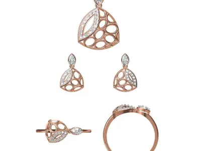 Light wt Ring Earrings Pendant set stl jcd 1-render details 3D print model