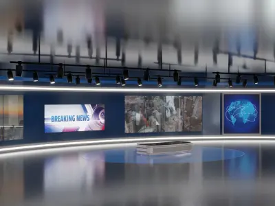 Virtual TV News Studio 3D model