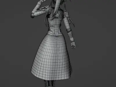 Cybernetic Anime High Poly Model - Type 01 3D model