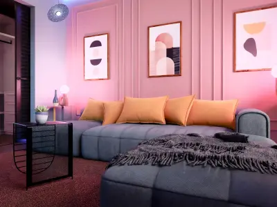 Stylized Pastel Living Room 3D model