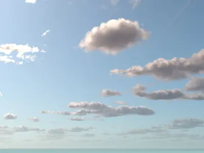 Sunny Cloudy Sky With Contrails 3D model