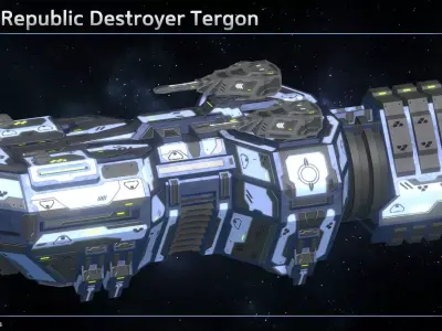 Spaceship Enkar Republic Destroyer Tergon Low-poly 3D model
