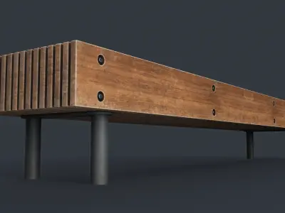 Modern Outdoor Bench 50 PBR Game Ready Low-poly 3D model