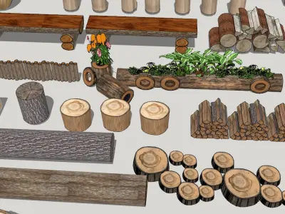 wooden stake tree stump 3D model