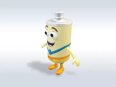 3D Cartoon character t pose flask back to school  3D model