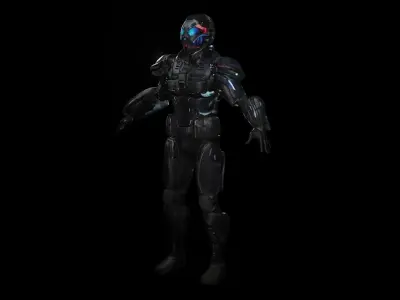 Cyberpunk Neon Soldier  Low-poly 3D model