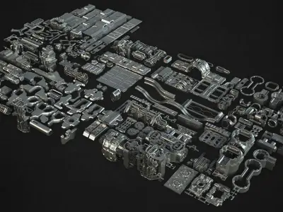 Tech Heavy Pro Kit - 400 plus 2d and 3d Elements 3D model