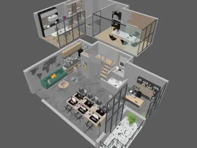 duplex Office apartment floorplan 3D model