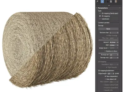 Realistic Roll bale of straw Low-poly 3D model