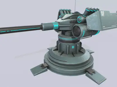 Plasma turret Low-poly 3D model 2