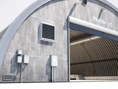 Military Hangar  Low-poly 3D model