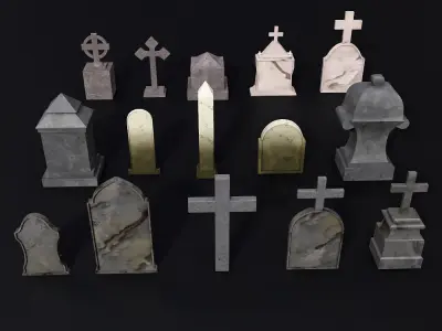 Tombstone low poly 3d model gravestones Low-poly 3D model