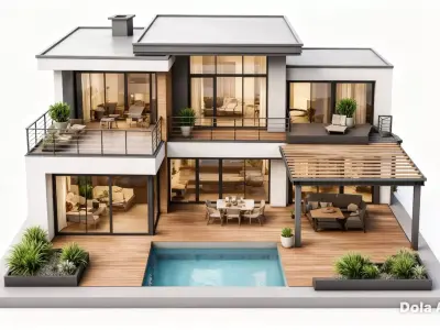 Luxury Curved Villa Architectural 3D Model 3D model