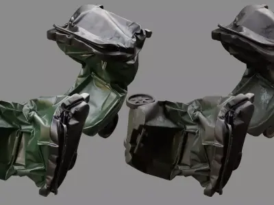 Crushed Trash Can 04 3D model