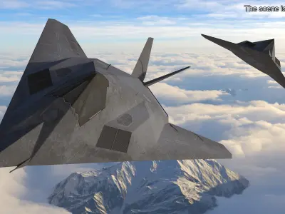  Stealth Combat Aircraft with Pilot in Flight 