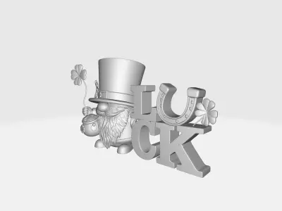 St Patricks Day Lucky Leprechaun Gnome LUCK Decor with Horseshoe 3D print model